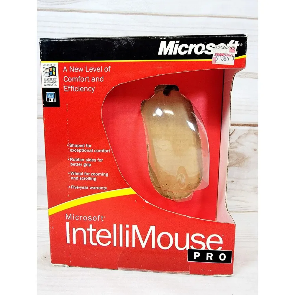 Microsoft IntelliMouse PRO for Windows 1998 Original Box, Manual & Receipt READ